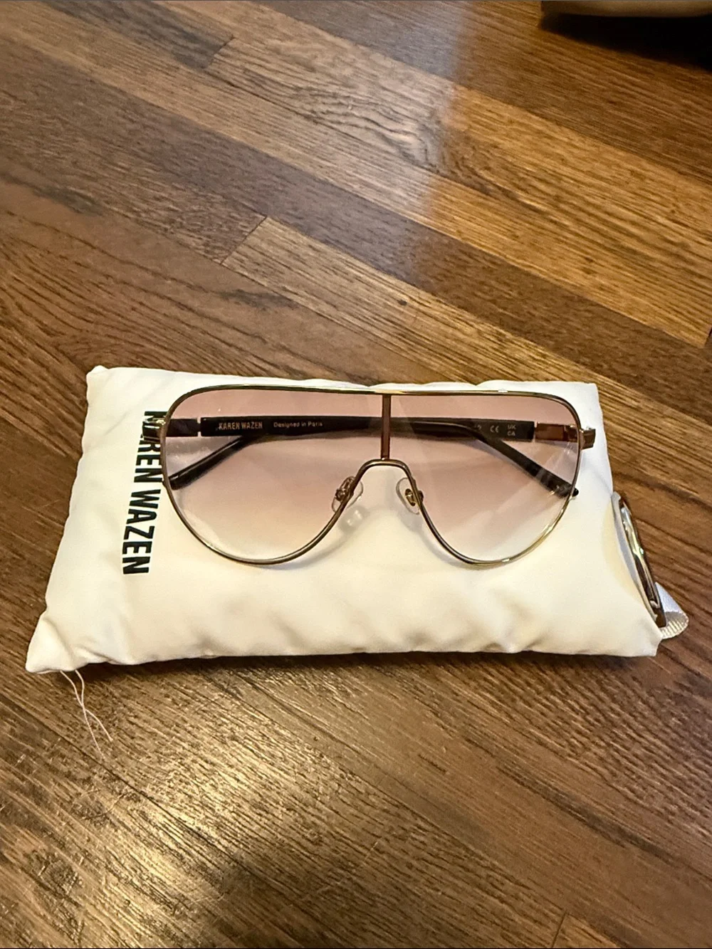 Ash Brown Gradient Aviator Sunglasses - Gold Frame